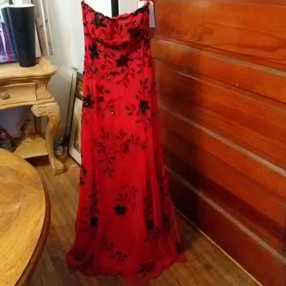 Red and black gown